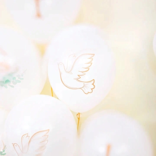 Balony dekoracje komunijne ozdoby na KOMUNIĘ ŚWIĘTĄ IHS biały złoty 6szt